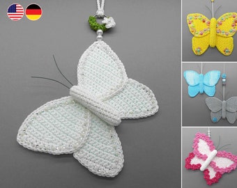 Crochet pattern butterfly door decoration - easy & versatile from scraps of yarn