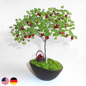 Crafting tutorial apple tree bonsai - beaded tree easy from beads, wire and love