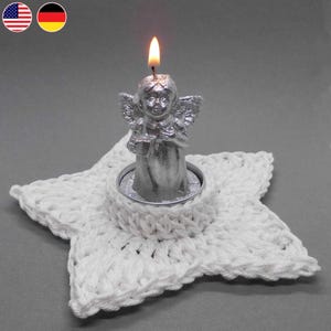 Crochet pattern star tealight holder - crochet very easy from scraps of yarn, suitable for beginner