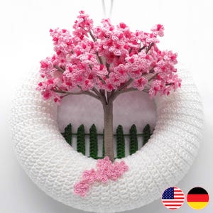 Häkelanleitung Türkranz Kirschblüten - einfach aus Wollresten