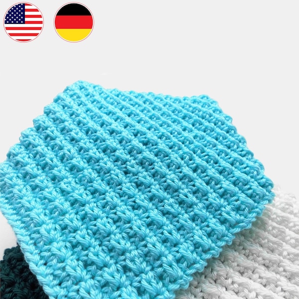 Crochet pattern dishcloth washcloth potholder, super easy and quick to crocheting, for beginners, PDF with crochet chart