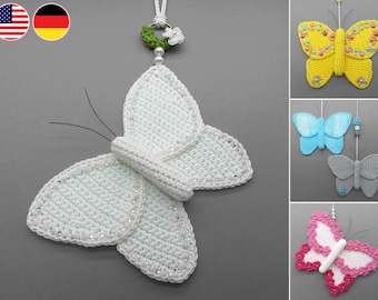 Crochet pattern butterfly door decoration - easy & versatile from scraps of yarn
