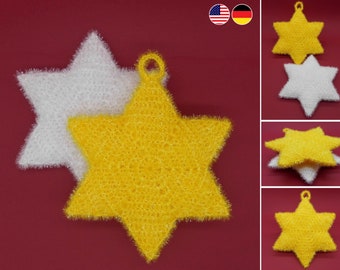 Crochet pattern star sponge to bathe & wash dishes or decorate - easy and versatile