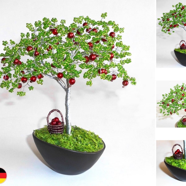 Crafting tutorial apple tree bonsai - beaded tree easy from beads, wire and love