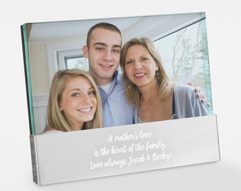 Write Your Own Message Engraved Glass Block Picture Frame For Mom, Housewarming Gifts, Mothers Day, Custom Photo Frame, Gifts for Her