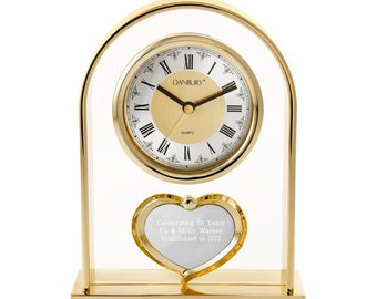 Engraved Gold Arch and Heart Anniversary Clock, Anniversary Gifts, Personalized Clock, Gifts for Her, Custom Wedding Gift