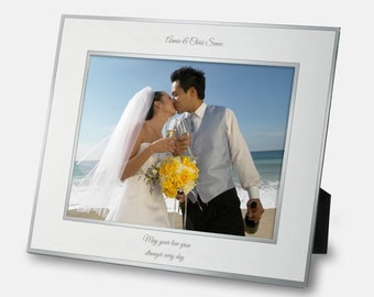 Engraved Wedding Flat Iron Silver 8x10 Picture Frame, Personalized Wedding Picture Frame, Newlywed Couple Gifts, Wedding Favors