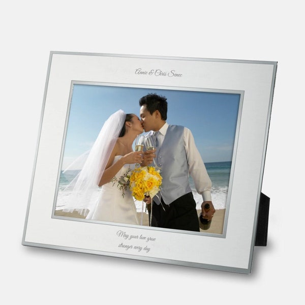 Engraved Wedding Flat Iron Silver 8x10 Picture Frame, Personalized Wedding Picture Frame, Newlywed Couple Gifts, Wedding Favors