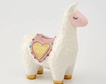 Engraved Children&#39;s Ceramic Llama Bank, Baby Gifts, Gifts for Baby, Baby Shower Gift, New Baby, Kid Gifts, New Mom Gifts, Piggy Bank