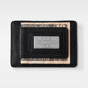 Dúo de billetera y clip para billetes grabados para papá, recuerdo personalizado, regalos para él, regalos para el Día del Padre, regalo para papá, billetera