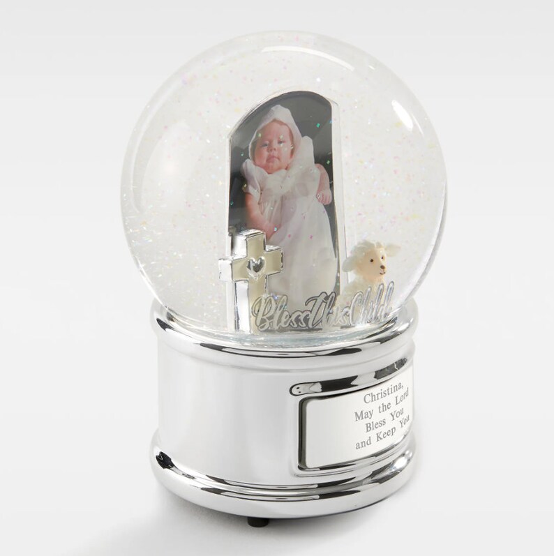 Engraved Baptism & First Communion bless This Child Snow Globe