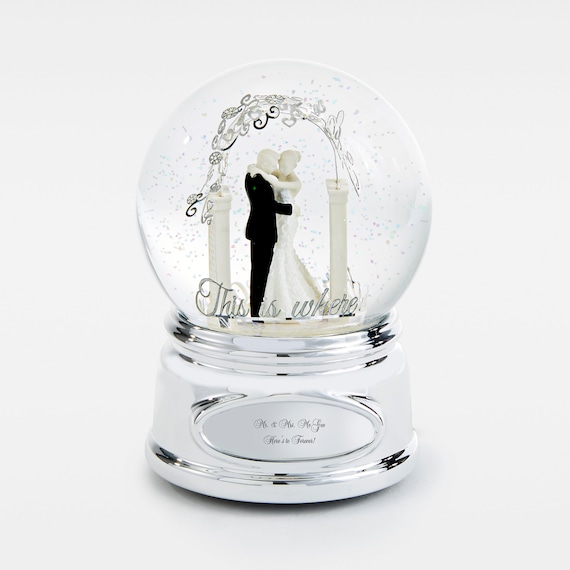 Engraved Wedding Couple Snow Globe, Personalized Snow Globe