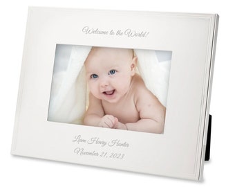 Engraved New Baby Tremont Silver 4x6 Picture Frame, Baby Gifts, Custom Photo Frame, Gifts for Her, Friend Gifts, Custom Photo Frame