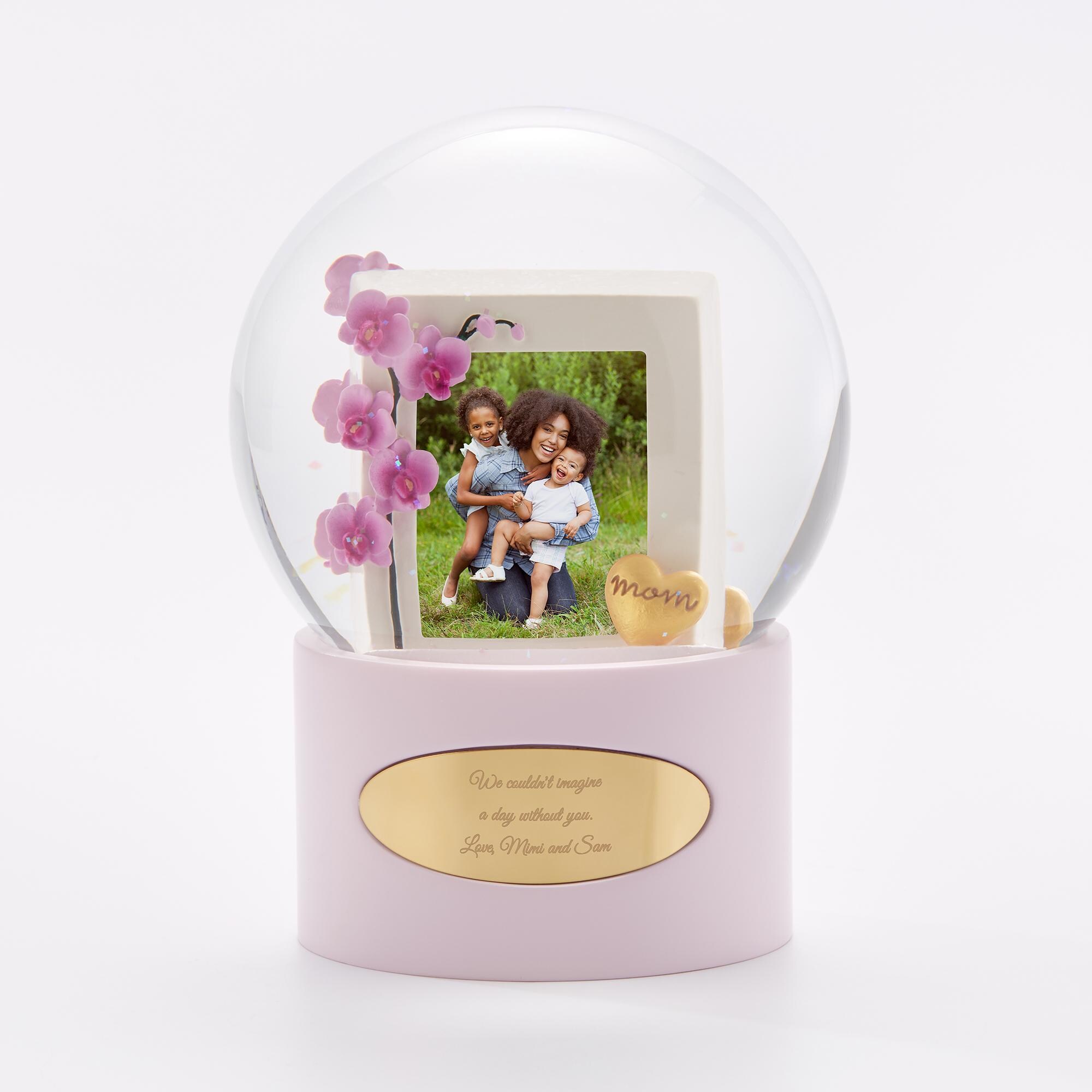 Boule à neige avec photo orchidée de maman gravée, Boule à neige personnalisée, Décoration de chambre d'enfant, Cadeaux pour elle, Cadeaux pour bébé, Cadeaux pour maman, Fête des Mères