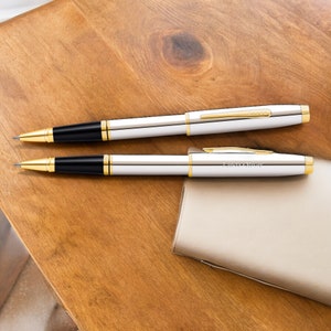 Personalized Rollerball Pen - Engraved Pen Gift for Men - Custom Chrome Gold Executive Pen - Graduation Gift for Him
