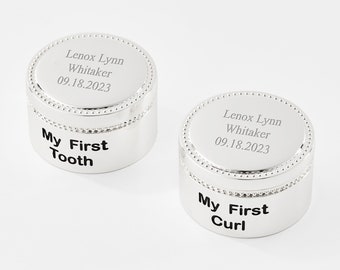 Engraved Beaded Tooth and Curl Keepsake Set, Baby Gifts, Baby Shower Gift, New Baby, Kid Gifts, New Mom Gifts, Baby Keepsakes