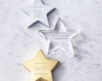 Engraved Star Paperweight, Business Gift, Employee Gift, Company Gift, Recognition Award, Appreciation Gift, For Him, For Her