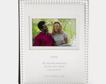 Miniálbum de fotos grabado con cuentas de plata, regalo de bodas, regalo de aniversario, regalo para esposo, regalo para esposa, regalo de compromiso, regalo para ocasiones especiales