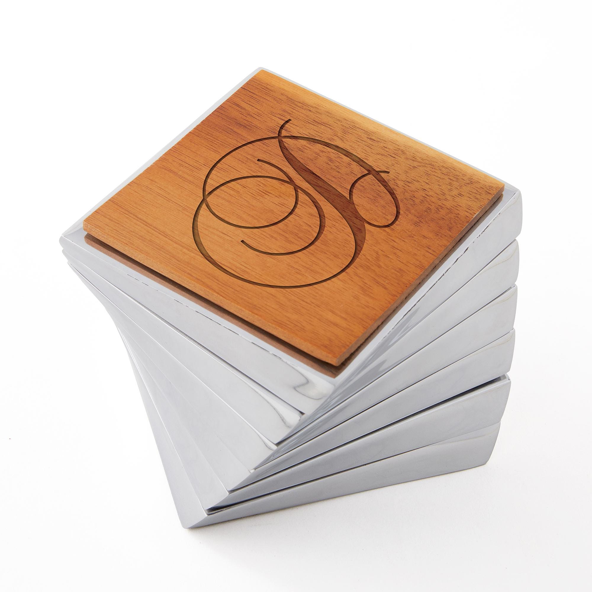 Engraved Nambé Twist Coaster Set of 6, Fancy Gifts, Housewarming, Couple's Gifts, Party Gifts, Wedding Gifts, Anniversary Gifts, 6 Coasters