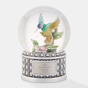 Engraved Jeweled Hummingbird Snow Globe, Personalized Snow Globe, Nursery Decor, Gifts for Her, Mom Gifts, Christmas Gift