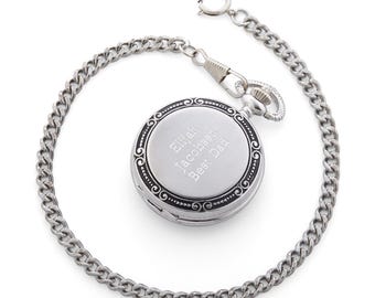 Engraved for Dad Silver Photo Memento Pocket Watch and Box, Fathers Day Gifts, Dad Gift, Gift for Dad, Money, Men's Accessories