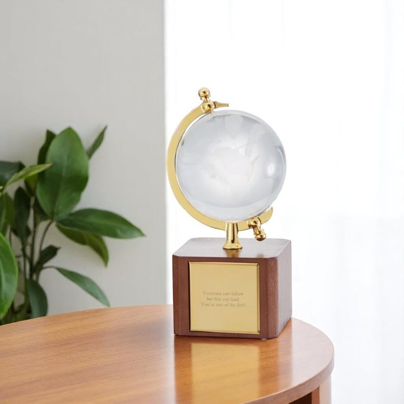 Engraved Crystal Globe – Custom Desk Keepsake – Personalized Graduation Gift – Retirement Award – Office Decor for Him image 10