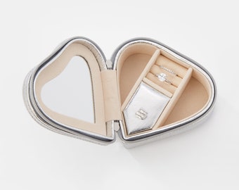 Engraved Heart Jewelry Box and Travel Case, Birthday Gift, Gifts for Her, Gift for Mom, Mothers Day Gift, Jewelry Box