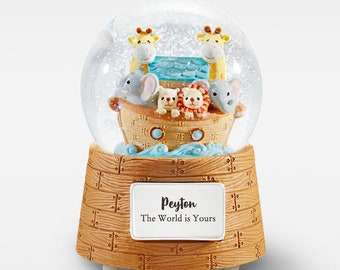 Engraved Noah's Ark Baby Snow Globe, Children's Gifts, Gifts for Kids, Christmas Gifts, Birthday Gifts, New Baby Gifts, New Parents Gifts