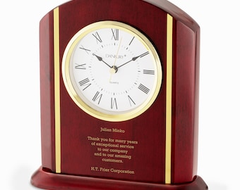 Engraved High Gloss Finish Wooden Desk Clock, Personalized Keepsake, Office Gift, Professional Gift, Gift for Boss, Desk Clock
