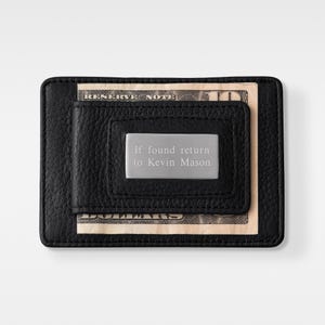 Dúo de billetera y clip para billetes grabados en negro, clip para billetes personalizado, billetera de regalo, regalo para hombres, regalo para él, clip para billetera, accesorios para hombres