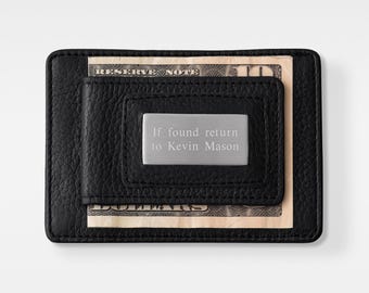 Engraved Wallet and Money Clip Duo in Black, Personalized Money Clip, Wallet Gift, Men's Gift, Gift for Him, Wallet Clip, Men's Accessories