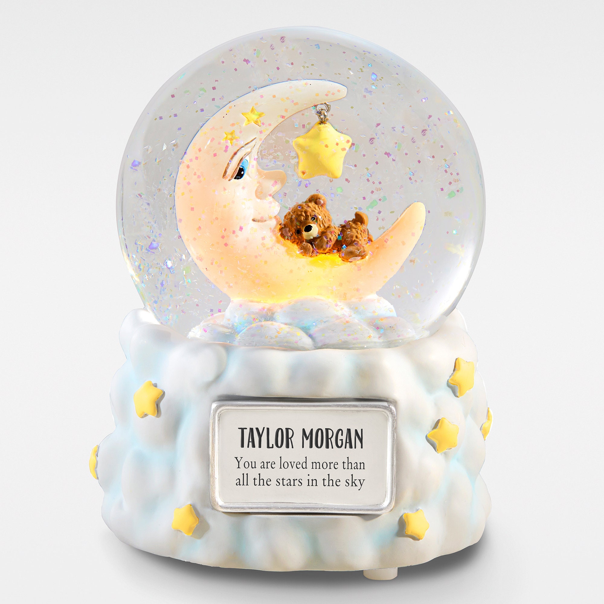 Engraved Moon and Stars Snow Globe, Children's Gifts, Gifts for Kids, Christmas Gifts, Birthday Gifts, New Baby Gifts, New Parents Gifts