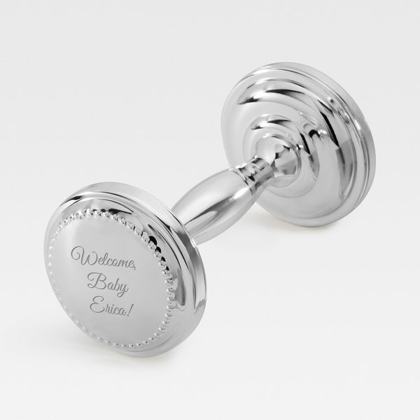 Engraved Silver Beaded Baby Rattle, Baby Gifts, Gifts for Baby, Baby Shower Gift, New Baby, Kid Gifts, New Mom Gifts, Baby Keepsakes