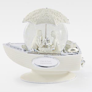 Engraved Together Forever Love Boat Snow Globe, Personalized Snow Globe, Christmas Decor, Anniversary Gifts, Wedding Anniversary, Couples