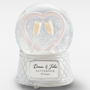 Engraved Anniversary Musical & Light Up Snow Globe, Personalized Snow Globe, Christmas Decor, Anniversary Gifts, Wedding Anniversary
