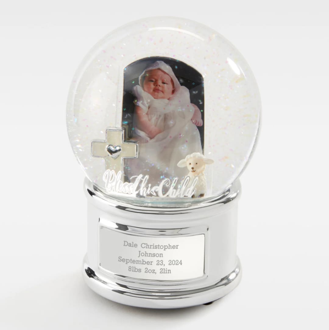 Engraved Baptism & First Communion bless This Child Snow Globe
