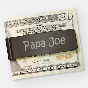 Personalized Gunmetal Money Clip – Custom Engraved Stainless Steel Wallet Clip for Men