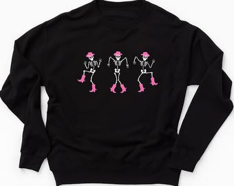 Personalized Skeleton Sweatshirt – Custom Halloween Crewneck – Cute Fall Sweater – Spooky Season Sweatshirt for Her