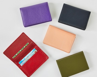 Personalized Leather Card Holder for Her • Custom Initial Slim Wallet • Best Friend Gift • Galentine’s Day • Stylish Credit Card Case