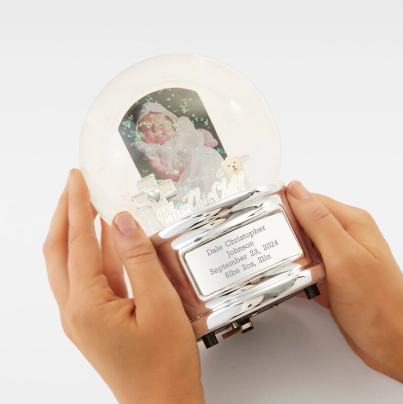 Engraved Baptism & First Communion bless This Child Snow Globe