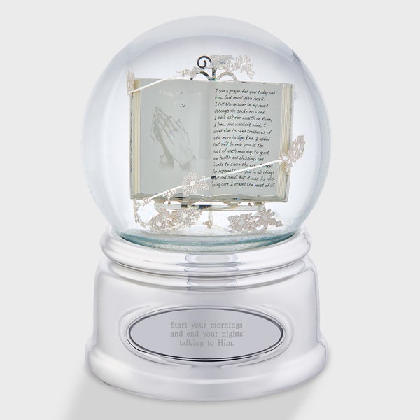 Engraved Praying Hands Snow Globe, Personalized Snow Globe, Christmas Decor, Religious Gifts, Nursery Decor, Gifts for Her, Mom Gifts