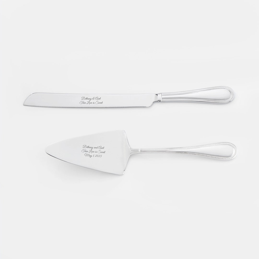 Engraved Reed & Barton Lyndon Dessert Set, Cake Server, Cake Knife and Server Set, Wedding Accessories, Anniversary Gift, Wedding Gift - Ashley