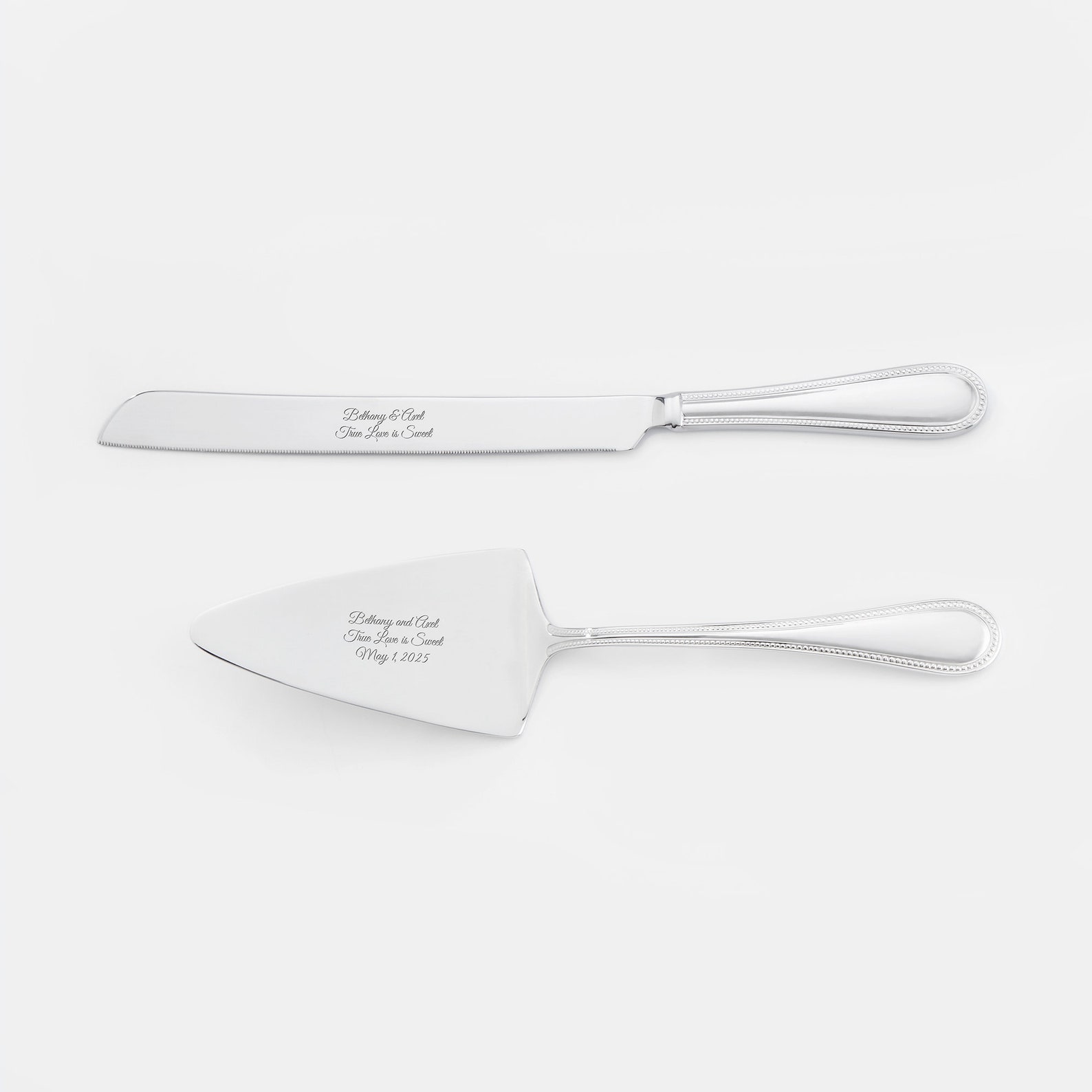 Engraved Reed & Barton Lyndon Dessert Set, Cake Server, Cake Knife and Server Set, Wedding Accessories, Anniversary Gift, Wedding Gift