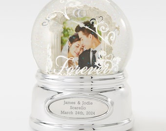 Engraved Wedding Photo Snow Globe, Personalized Snow Globe, Wedding Decor, Wedding Gifts, Newlywed Housewarming Gifts