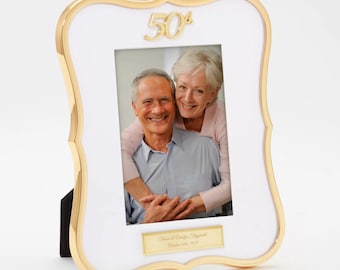 Engraved Golden 50th Anniversary Picture Frame, Anniversary Gifts, Gifts for Her, Golden Anniversary, 50 Years, Wedding Anniversary, Gold