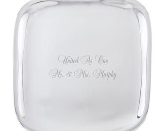 Engraved Nambé Silver Large Handled Tray, Gifts for Him, Christmas, Wedding, Anniversary, Party Favors, Serving Trays