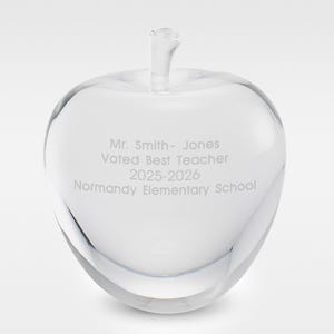 Engraved Crystal Apple Teacher Gift | Personalized Keepsake Paperweight for Desk | End of Year Teacher Gift | Classroom Decor | Custom Name