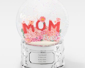 Engraved Best Mom Ever Musical Snow Globe, Personalized Snow Globe, Nursery Decor, Gifts for Her, New Baby Gifts, Mom Gifts, Mother's Day