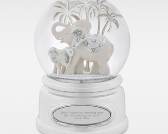 Engraved for Mom - Elephant and Baby Snow Globe, Personalized Snow Globe, Nursery Decor, Gifts for Her, New Baby Gifts, Mom Gifts