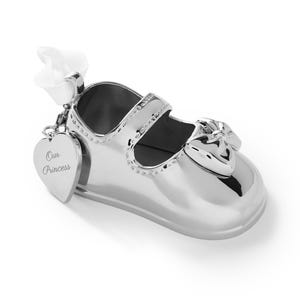 Personalized Baby Shoe Christmas Ornament – Custom Engraved Silver Newborn Ornament